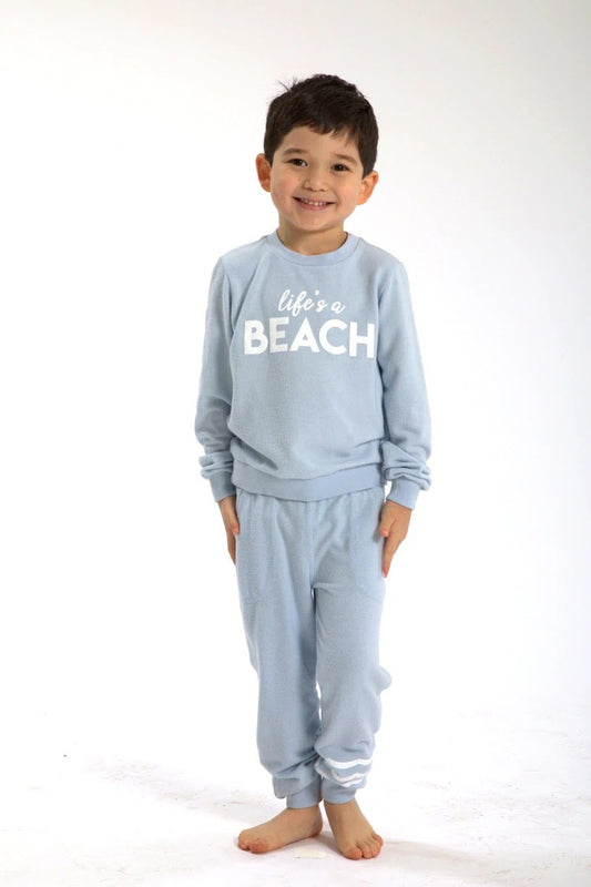 "Life's a Beach" Baby Blue Hacci Pullover