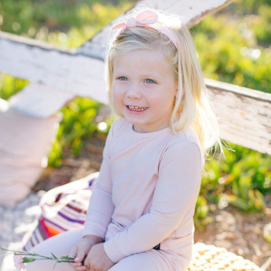 Pastel Pink Ribbed Pajama Set