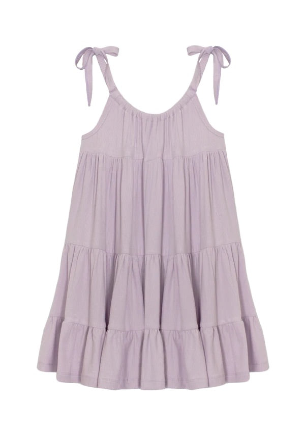 Lavender Twirl Ribbed Dress