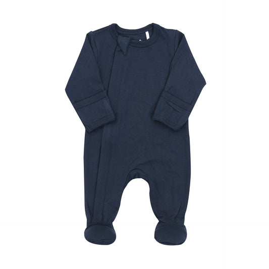 Navy Blue Basic Zip Footie