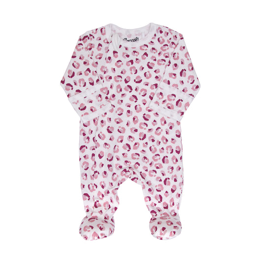 Pink Leopard Zip Footie