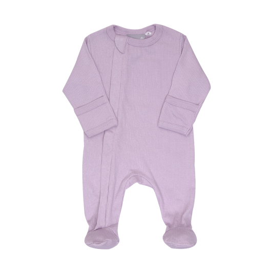 Lilac Ribbed Basic Zip Footie