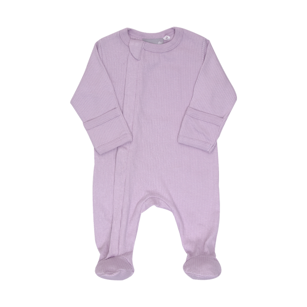 Lilac Ribbed Basic Zip Footie