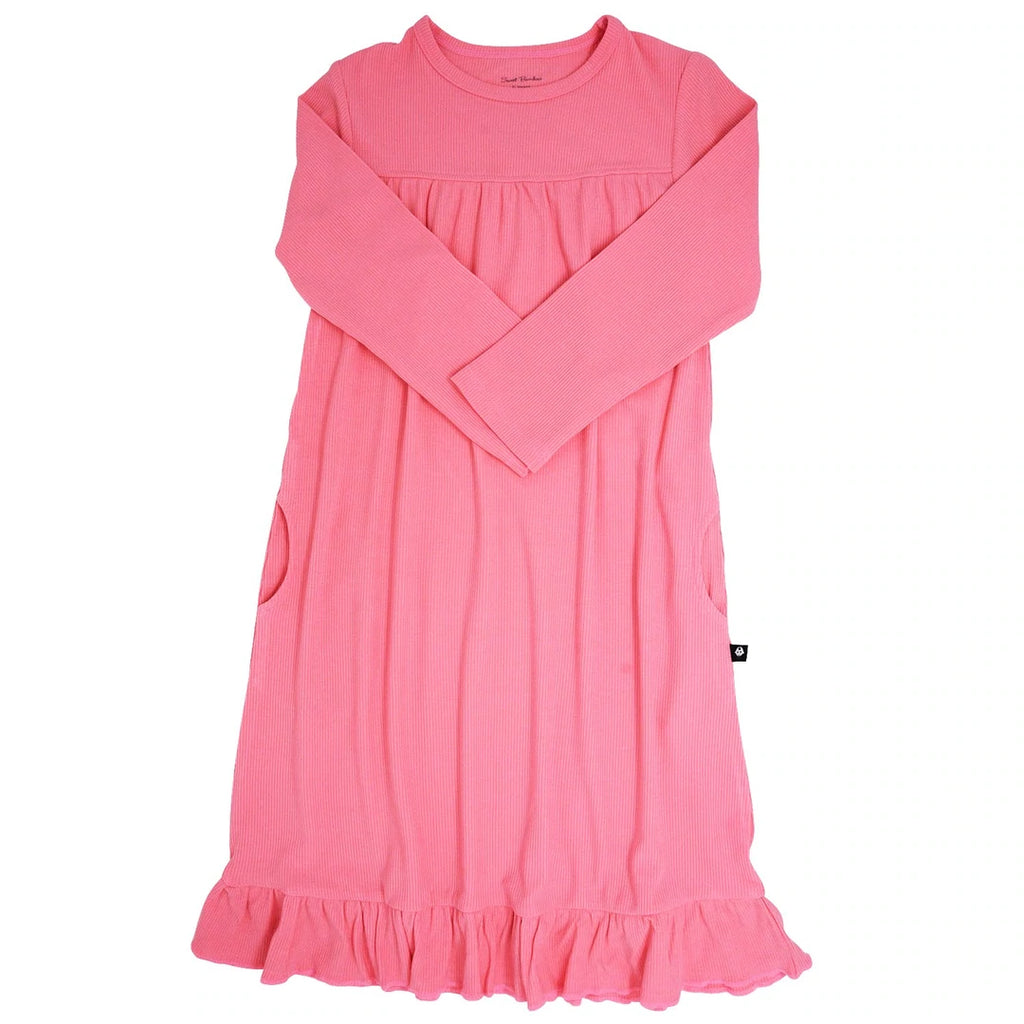 Pink Ribbed Boho Dress
