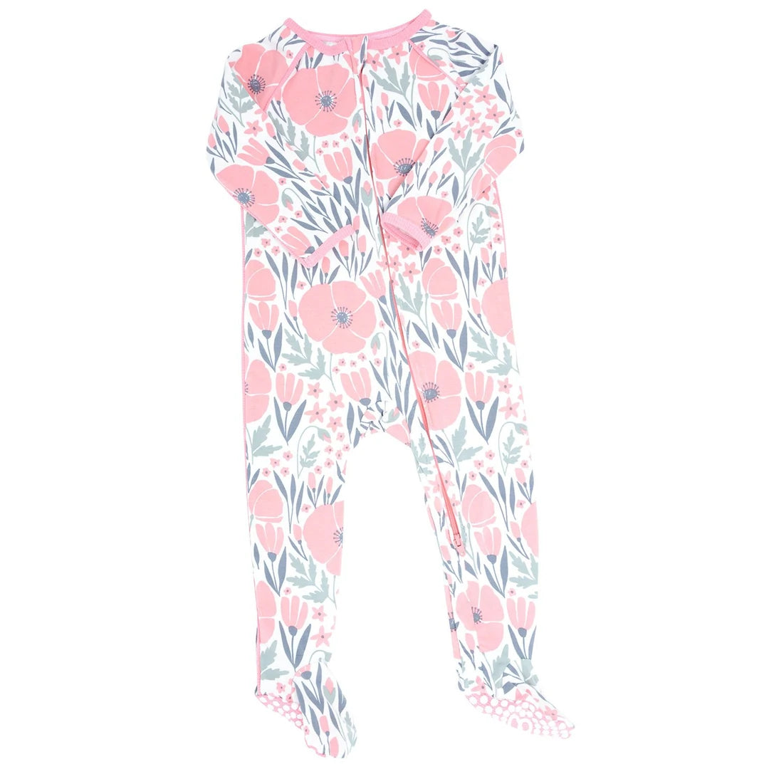 Pink Poppy Zip Footie