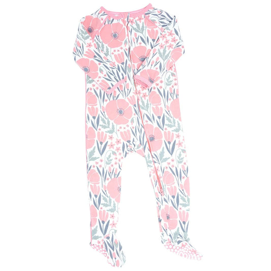 Pink Poppy Zip Footie