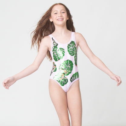 Sequin Palm One Piece Swimsuit