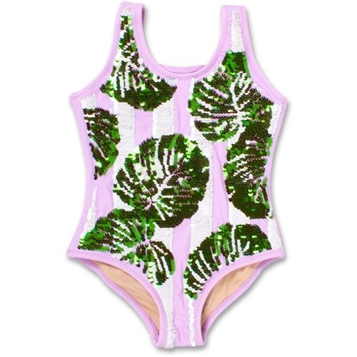 Sequin Palm One Piece Swimsuit