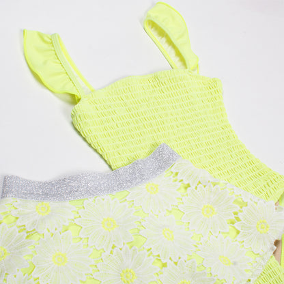 Daisy One Piece Ruffle Sleeve with Tutu Swimsuit