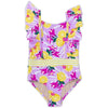 Tropical Lemons One Piece Ruffle Sleeve Swimsuit