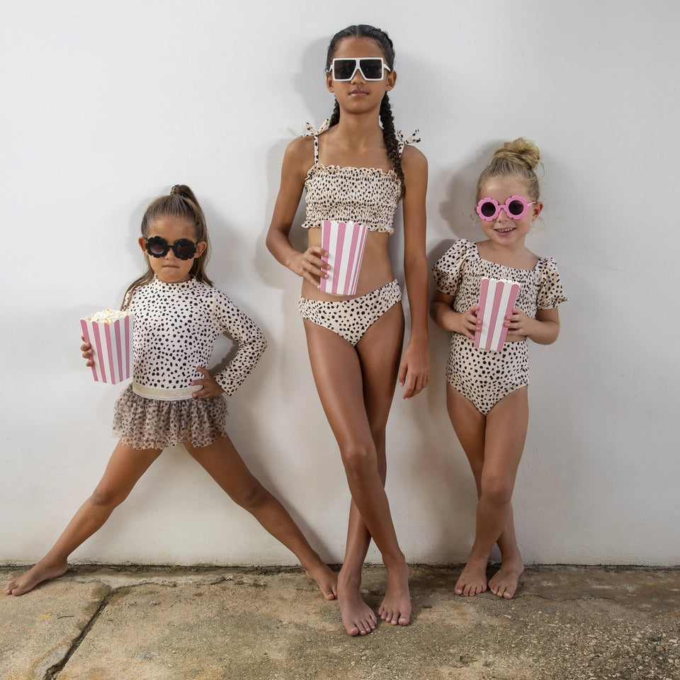 Dalmatian Leopard Three Piece Swimsuit Set