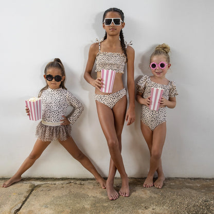 Dalmatian Leopard Three Piece Swimsuit Set