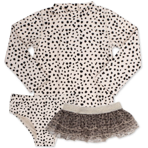 Dalmatian Leopard Three Piece Swimsuit Set