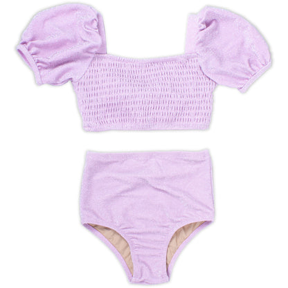 Lilac Shimmer High Waisted Bikini Set