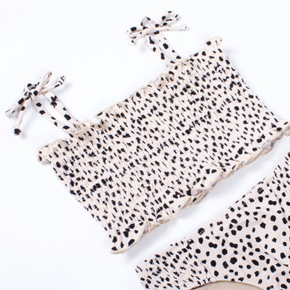Dalmatian Leopard Two Piece Smocked Swimsuit