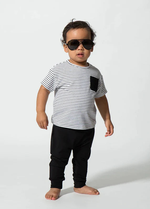 Black Bamboo Striped Tee