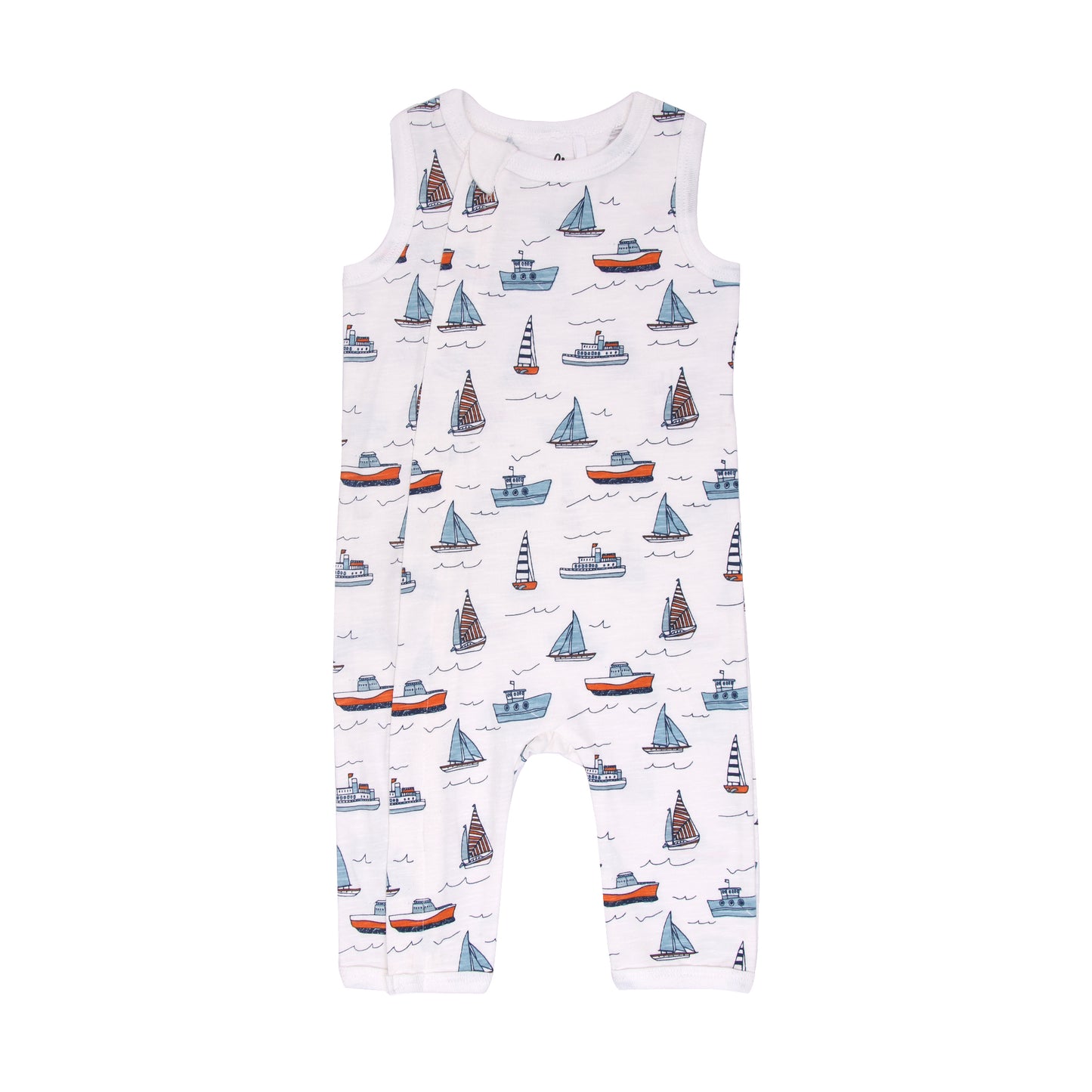 Boat Print Zip Romper