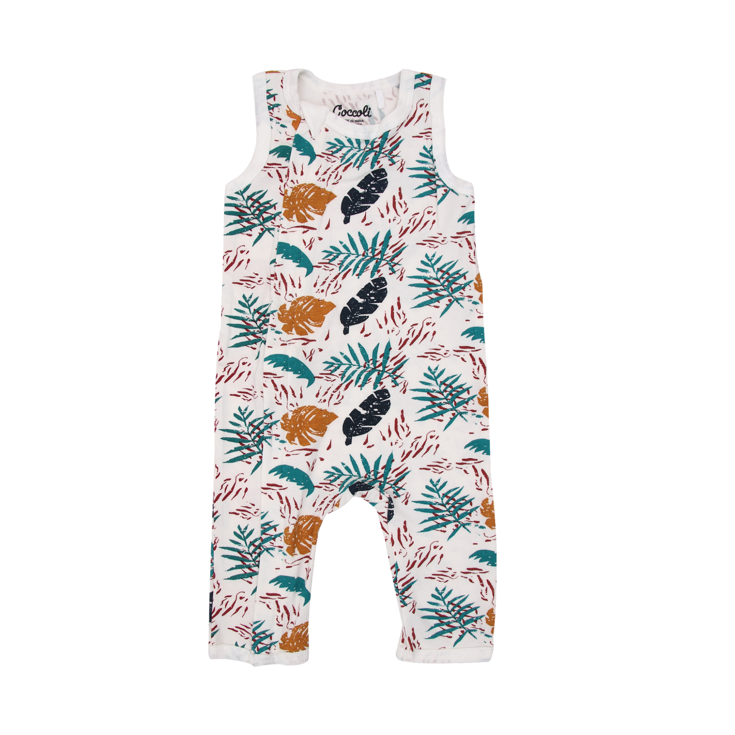 Tropical Leaf Zip Romper