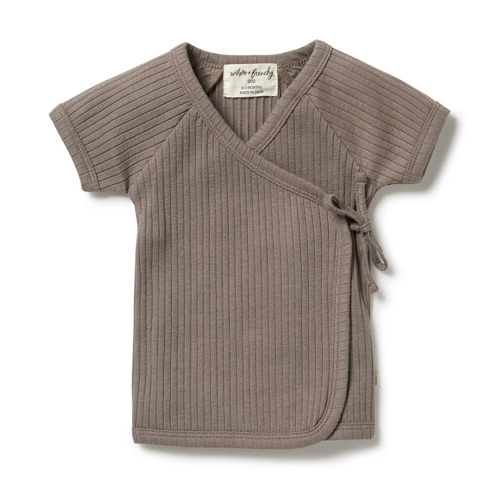 Brown Short Sleeve Kimono Top