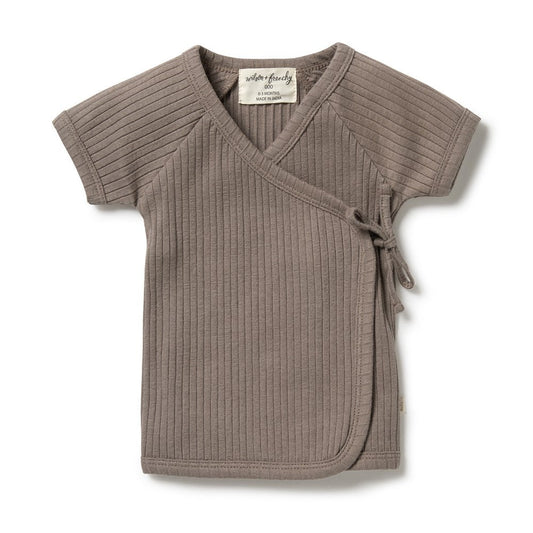 Brown Short Sleeve Kimono Top