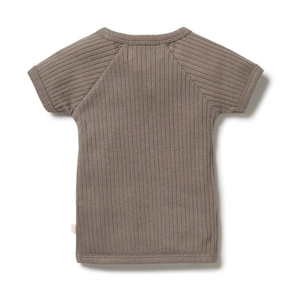 Brown Short Sleeve Kimono Top