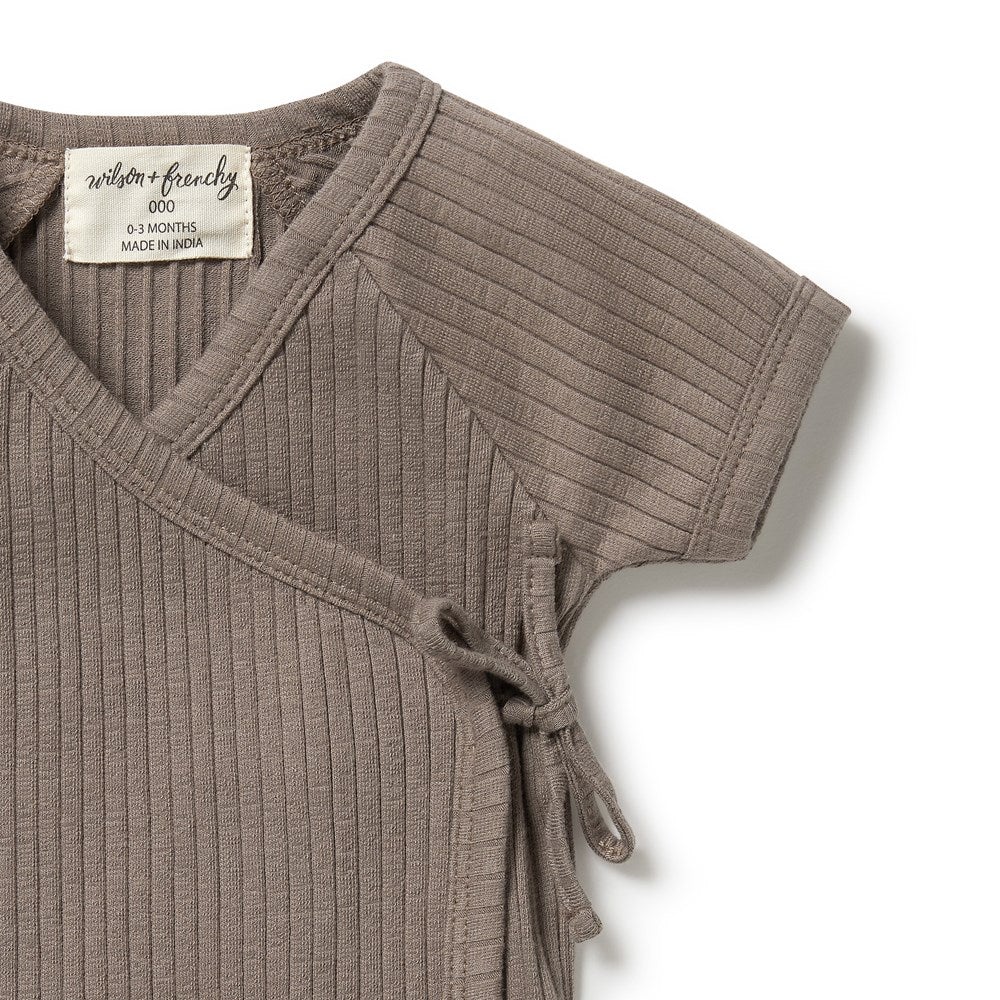 Brown Short Sleeve Kimono Top