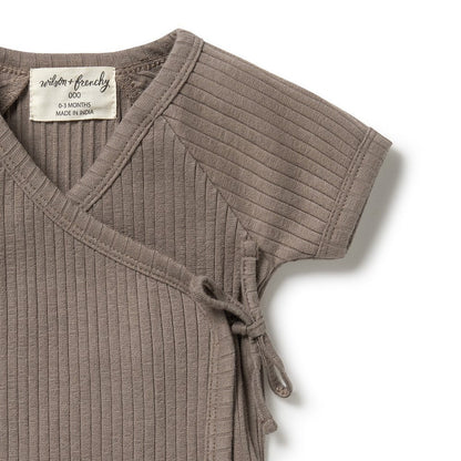 Brown Short Sleeve Kimono Top