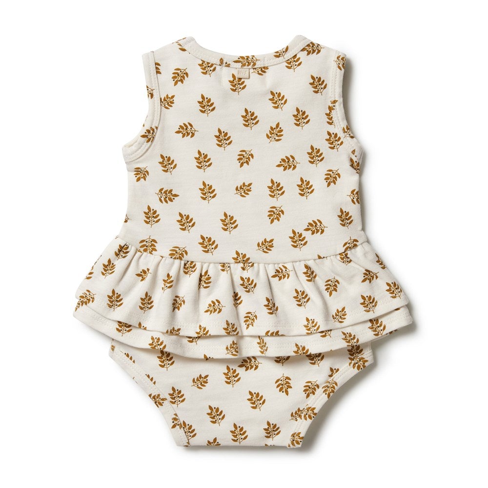 Leaf Print Ruffle Onesie