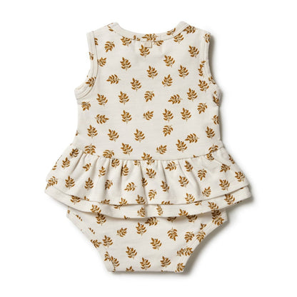 Leaf Print Ruffle Onesie