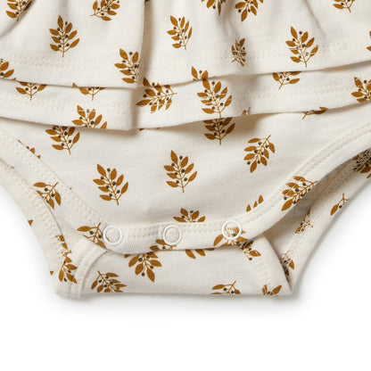 Leaf Print Ruffle Onesie
