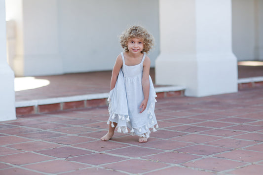 Stripped Blue Tassel Dress
