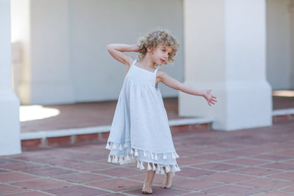 Stripped Blue Tassel Dress