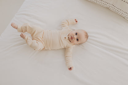 Cream Ribbed Henley Set