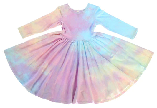 Unicorn Tie Dye Twirl Long Sleeve Dress