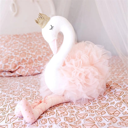 Selene Swan Ballerina Doll by Mon Ami in pink organza ruffles, front view